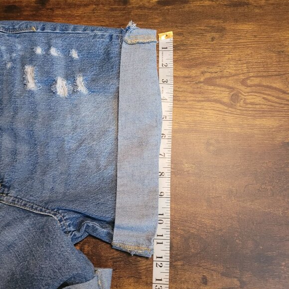 Indigo Rein Denim Shorts Size 30 Ripped Organic Cotton Blend Medium Light Wash - Picture 10 of 11